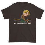 Why's Everybody Always Picking On Me? Men's Short Sleeve Aquaman Charlie Brown Mash-Up T-Shirt - House Of HaHa