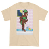 Werewolf Shaving in the Shower Men's Short Sleeve T-Shirt + House Of HaHa Best Cool Funniest Funny Gifts