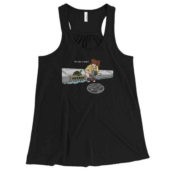 April in New York TMNT Are You a Ninja? Sewer Turtle Women's Flowy Racerback Tank Top + House Of HaHa Best Cool Funniest Funny Gifts