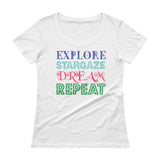 Explore Stargaze Dream Repeat Ladies' Scoopneck T-Shirt + House Of HaHa Best Cool Funniest Funny Gifts