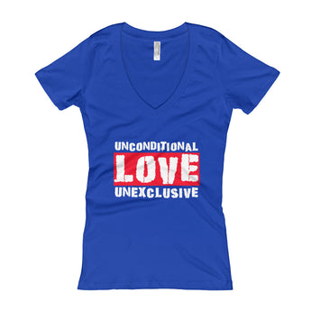Unconditional Love Unexclusive Family Unity Peace Women's V-Neck T-shirt + House Of HaHa Best Cool Funniest Funny Gifts