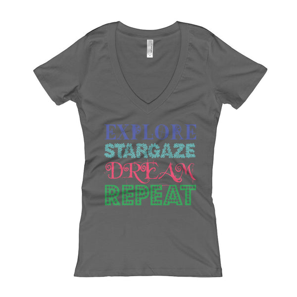 Explore Stargaze Dream Repeat Women's V-Neck T-shirt + House Of HaHa Best Cool Funniest Funny Gifts