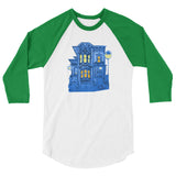 Blue Victorian San Francisco 3/4 Sleeve Raglan Shirt by Nathalie Fabri + House Of HaHa Best Cool Funniest Funny Gifts
