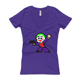 Joker Perler Art Women's V-Neck T-shirt by Silva Linings + House Of HaHa Best Cool Funniest Funny Gifts