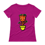 Baby Groot Perler Art Ladies' Scoopneck T-Shirt by Aubrey Silva + House Of HaHa Best Cool Funniest Funny Gifts